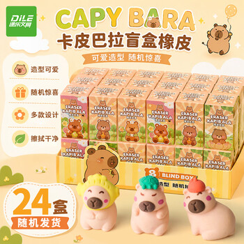 Dile kapibara eraser blind box primary school students cute capybara-shaped eraser without leaving traces and wipe clean children's birthday gift prizes 24 boxes stmhxp24
