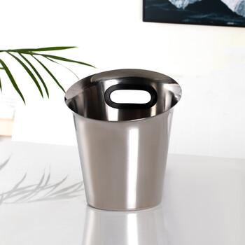 Cup language ice bucket household stainless steel inclined mouth champagne bucket european style red wine cooler bar ice wine bucket silver 3l
