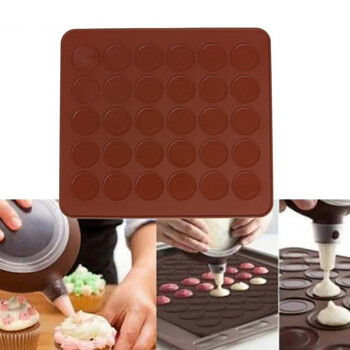 Dunqi cookie baking pan, macaron silicone mat, non-stick, reusable baking tools, cake mold, cookie baking, 30-hole macaron silicone mat/29*26cm