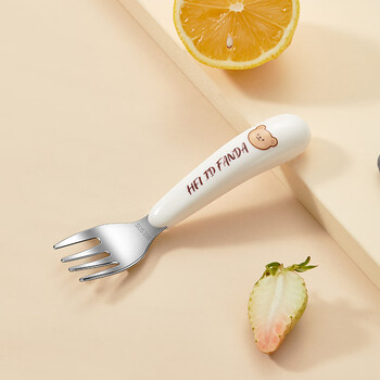 Worthbuy 316 stainless steel children's spoon training chopsticks learning eating tableware set spoon drinking spoon auxiliary practice chopsticks 316 stainless steel fork