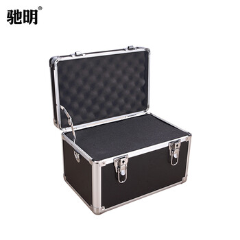 Chiming aluminum alloy tool box small suitcase equipment instrument box document storage box household storage box event prop box inspection tool box 019 black box filled with cotton 34x22x22cm