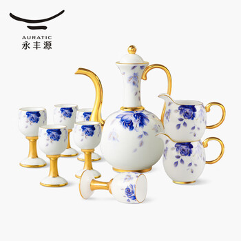 Yongfengyuan yongfengyuan warm rose 12-head wine set, ceramic wine set, white wine glass, gift box, 12-head wine set