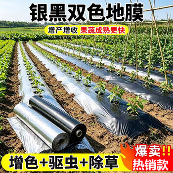 Perforated mulch film for agricultural planting, special perforated mulch film for growing vegetables, strawberry and sweet potato film, silver and black two-color perforated mulch film, 5 pounds black, 1 meter wide, 240 meters long, no holes