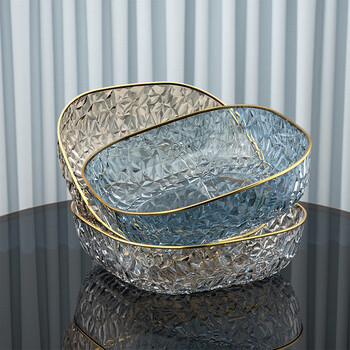 Wanjiaquan simple fruit plate, fruit plate, fruit basin, snack plate, home living room dry fruit plate tray, candy nut plate, mixed color 3 crystal fruit plates