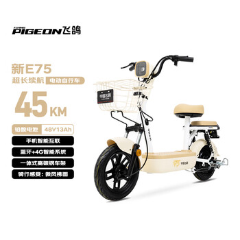 Feige electric bicycle new e75 new national standard electric bicycle 2026 long range 45km48v13a lead-acid battery smart home battery bicycle can be licensed for walking white