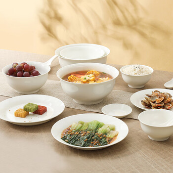 Songfa porcelain ceramic tableware underglaze color simple porcelain set complete set of dishes household dishes set pure white housewarming gift box simple porcelain 36 heads suitable for 6 people