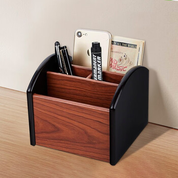 Kluot wooden desktop remote control storage box office rotatable pen holder box home living room coffee table storage box remote control storage box rotatable