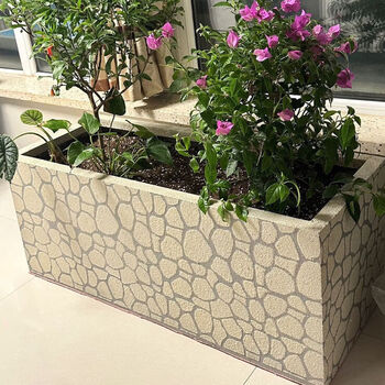 Miaopule long flower pot outdoor flower box cement pot rectangular combination planting box courtyard flower trough fence balcony vegetable pot stone pattern 150*30*30 dimensions are sorted by length, width and height