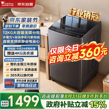 Littleswan 12kg large capacity water cube washing machine pulsator fully automatic household direct drive frequency conversion tb120m08dt power saving trade-in state subsidy jingdong self-operated