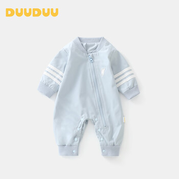 Duuduu newborn sports jumpsuit baby long sleeve jumpsuit baby double layer romper blue 80