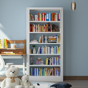 Yuzheng yuzheng home student modern simple library multi-layer floor-standing storage rack steel simple library bookshelf pearl white single-sided six-layer 2 meters high 1m long main shelf
