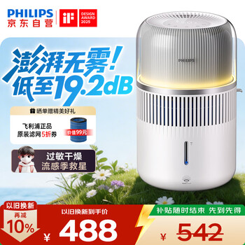 Philips (philips) humidifier for home bedroom mother and baby special silent sterilization and fog-free air conditioning humidifier for rhinitis pregnant women and infants desktop large capacity hu5710/10 gift