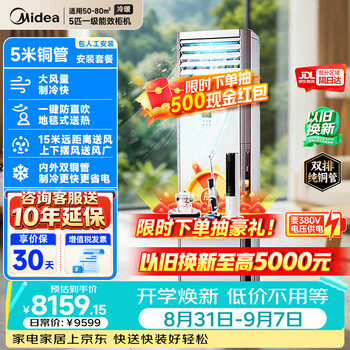 Midea central air conditioner 5 hp cabinet air conditioner double row copper pipe commercial air conditioner 380v first level energy efficiency rfd-120lw/bsdn8y-pa401(1)a-package 5 meters-jingcang