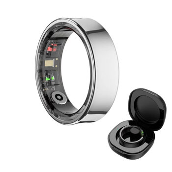 Aftermathsr09 smart ring with charging compartment, sleep monitoring smart ring, all-day heart rate bluetooth, video, novel page turning, silver size 13 (circumference 70.4mm) comes with charging compartment
