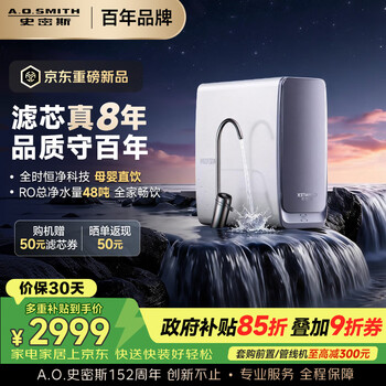 Smith (a.o.smith) garnet 26-year-old new product blue whale 1000g household water purifier kitchen dedicated undercounter water purifier direct drinking all-in-one machine 8-year ro membrane cr2500ae3