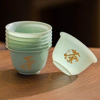 Jinpin sam emerald green disposable kung fu tea cup thickened anti-scald tea small cup business hospitality tea cup tea set tea character emerald green tea cup 8 bags 400 pieces