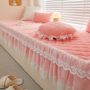 Bay window mat window sill mat universal anti-slip princess style thickened new style bedroom balcony tatami mat custom-made wanqing-pink 80+30 skirt*180cm