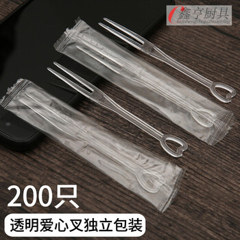Changyin 500 pieces per pack, transparent plastic individually packed fruit pick snacks, disposable fruit forks, transparent independent packaging, 200 pieces
