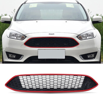 Litian is suitable for retrofitting ctcc honeycomb bright black paint grille on 15/17/18 new focus hatchback and sedan, honeycomb red frame model, new focus, ford focus-sedan