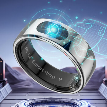 Xingpinnuo r08 remote control audio-visual photo ring sleep exercise body temperature blood oxygen heart rate smart ring gold no. 8 (18.3*57.5mm) free charging compartment