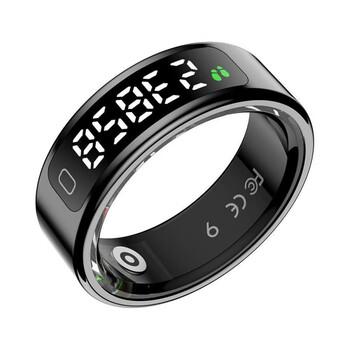 Xingling multifunctional smart ring for the elderly, healthy pedometer, heart rate, blood oxygen, sleep and exercise monitoring smart ring, classic black touch screen 10# (finger circumference 62.8mm)