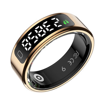 Xingling multifunctional smart ring for the elderly, healthy pedometer, heart rate, blood oxygen, sleep and exercise monitoring smart ring, noble gold touch screen 10# (finger circumference 62.8mm)