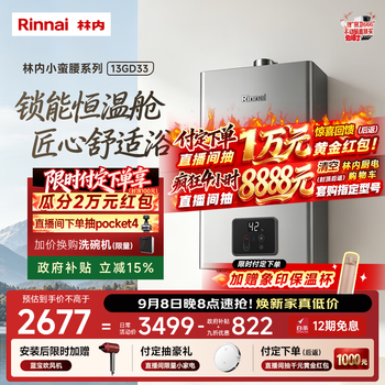 Rinnai xiaomanyao pro plus 13-liter aurora gray gas water heater, super thermostatic core, door-to-door installation of thermostatic water heater 13gd33 (jsq26-gd33)