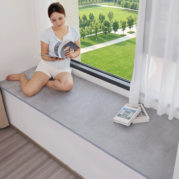 Yulu green short velvet bay window cushion 2026 new window sill cushion for all seasons bedroom balcony thickened non-slip decorative cushion light gray 80*200cm