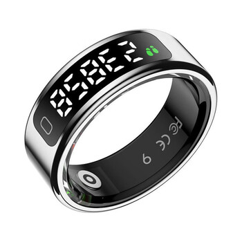 Xingling multifunctional smart ring for the elderly, health pedometer, heart rate, blood oxygen, sleep and exercise monitoring smart ring, athens silver touch screen 11# (finger circumference 65.4mm)
