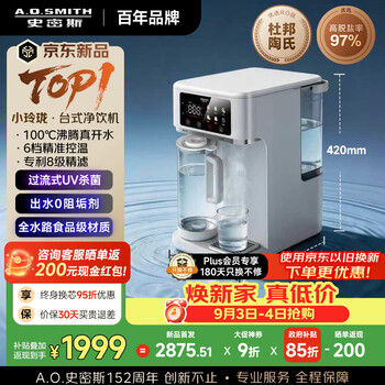 Smith (a.o.smith) 2026 new product top1 garnet xiaolinglong household installation-free desktop drinking machine ro reverse osmosis instant hot water purifier heated for direct drinking cr260h2