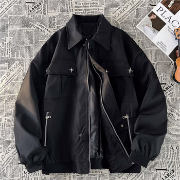 7 high-quality american trendy brand workwear bomber jackets for men in spring and autumn high street handsome trendy design loose casual jacket tmzxf-w78 black l