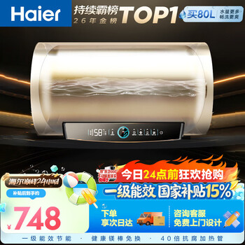Haier's state-subsidized electric water heater 50 liters pd3 king kong seamless bile no-replacement magnesium rod first-class energy efficiency rental energy saving large water volume bathing home jingdong self-operated door-to-door installation