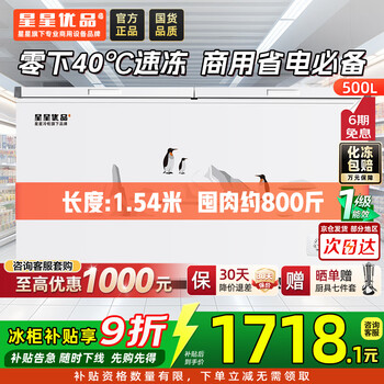 Star 500-liter single-temperature freezer commercial refrigeration and freezing dual-purpose horizontal refrigerator large-capacity refrigerator quick-freezing and fresh-keeping cabinet energy-saving-40 freezer bd/bc-500c/u