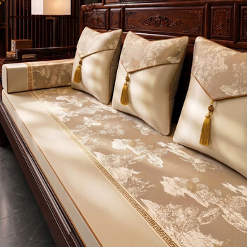 Yibo qantang chinese-style mahogany sofa cushion cover, classical luohan mattress, thickened sponge bay window cushion, universal customization for all seasons, new mountain residence, waterfront, beige color, high resilience sponge core, moderate hardness and resistance to collapse (contact customer service)