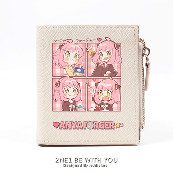 Flo cat spy play house spy house wine aniya peripheral animation two-dimensional youth student wallet girls short coin purse multiple card slots japanese niche small and thin beige w aniya 4 squares
