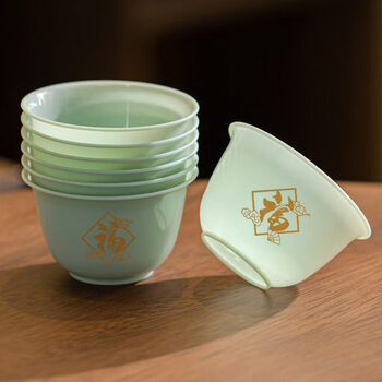 Jinpin sam emerald green disposable kung fu tea cup thickened anti-scald tea small cup business hospitality tea cup tea set fu jade green tea cup 4 bags 200 pieces