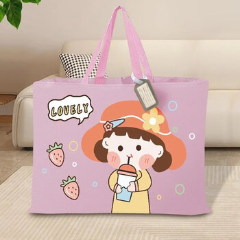 Dianti children's kindergarten quilt storage bag entering the kindergarten maternity bedding clothing baby luggage hand packing bag pink lucky girl extra large length 68* height 50cm spring and autumn thin quilt