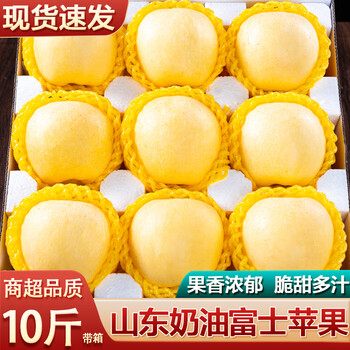 Yiyounong shandong golden cream fuji apple fresh seasonal fruit crisp sweet golden marshal banana pingguo whole box net weight 4.5-5 jin large fruit about 7-9 pieces