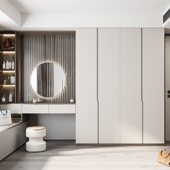 Oppein minimalist powder-coated door panel, one cabinet to top wardrobe and cloakroom, whole house cabinet customization, floating light series, first square meter customization price (based on projection area)