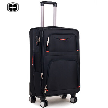 Wemgesabre swiss army knife oxford pulley case travel canvas soft case universal wheel carry-on case men's luggage code checked gentleman black zipper 24 inch need to check in