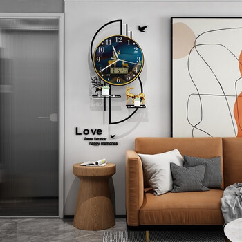 Mercada creative wall clock living room clock light luxury tv wall decoration clock wall modern home simple restaurant clock large (with liquid display) 40*75cm