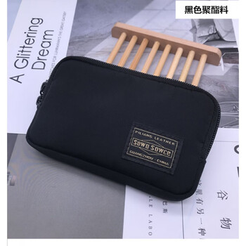 Taoheng men and women personalized zipper short coin purse clutch bag coin card bag mini pocket bag storage small bag black small polyester material