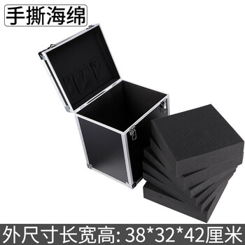 Pickup cat large trolley tool box with wheels aluminum alloy instrument equipment furniture repair beauty material box mobile black box + sponge
