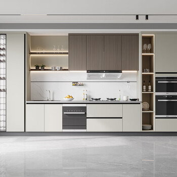 Oppein integrated cabinet customization, scratch-resistant, anti-stain, skin-feeling matte full cabinet, antibacterial upgraded kitchen cabinet package hilger package price