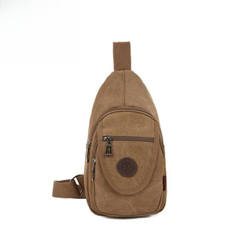 Kangaroo men's fashionable, casual, versatile, fashionable and lightweight new canvas bag, casual shoulder crossbody waist bag, dark brown