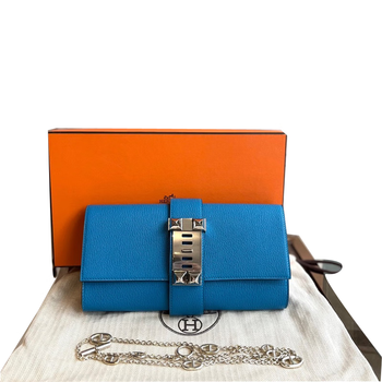 Second-hand 99 new unused complete set of hermes hermes light blue card holder folding women's wallet card holder 99 new complete set unused hermes hermes cdc handbag