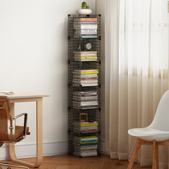 Anya simple bookshelf floor iron art living room storage rack table storage display free combination large capacity narrow bookcase