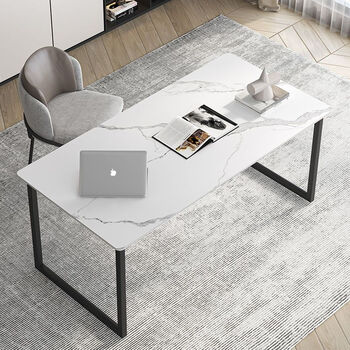 Yimaojia italian style desk light luxury modern office desk home small apartment slate computer table corner simple study room calligraphy table snow mountain white slate single table length 160*width 70*height 75cm