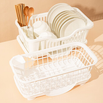 Worthbuy cupboard, bowl and chopsticks storage box, cupboard, dish drainer, kitchen rack, storage rack, drain basket, plastic storage basket, white - small size