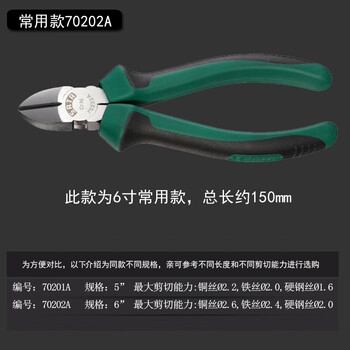 Shida tools diagonal nose pliers 5 diagonal nose pliers 6/7/8-inch multi-function partial nose pliers german imported labor-saving partial nose pliers commonly used 6-inch total length 160mm/70202a